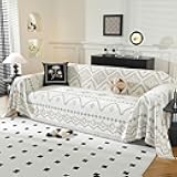 LUFEIJIASHI Boho Couch Covers for Sofa Non Slip Sofa Covers Washable Couch Covers for 3 Cushion Couch Sofa Pet Friendly Sectional Couch Cover Blanket Furniture Protector for Dogs (Khaki, 91