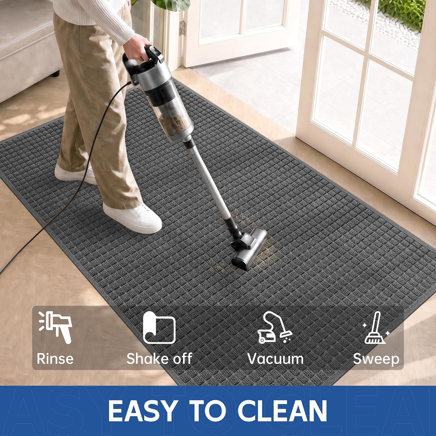 Durable Indoor Outdoor Doormat, 4' x 5' Heavy Duty Front Door Mat thumbnail