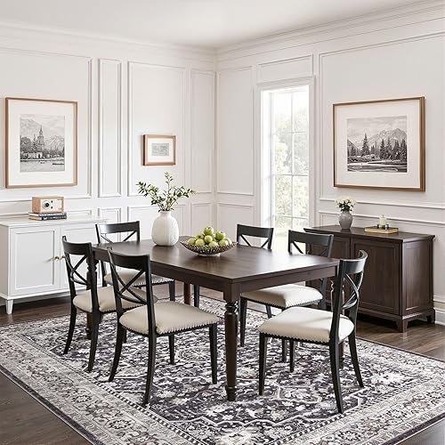 Miniatura 5 de Alfombra negra para sala de estar 7 x 9 pulgadas, lavable, estilo bohemio, grande, vintage, suave, resistente a las manchas, oriental, casa de