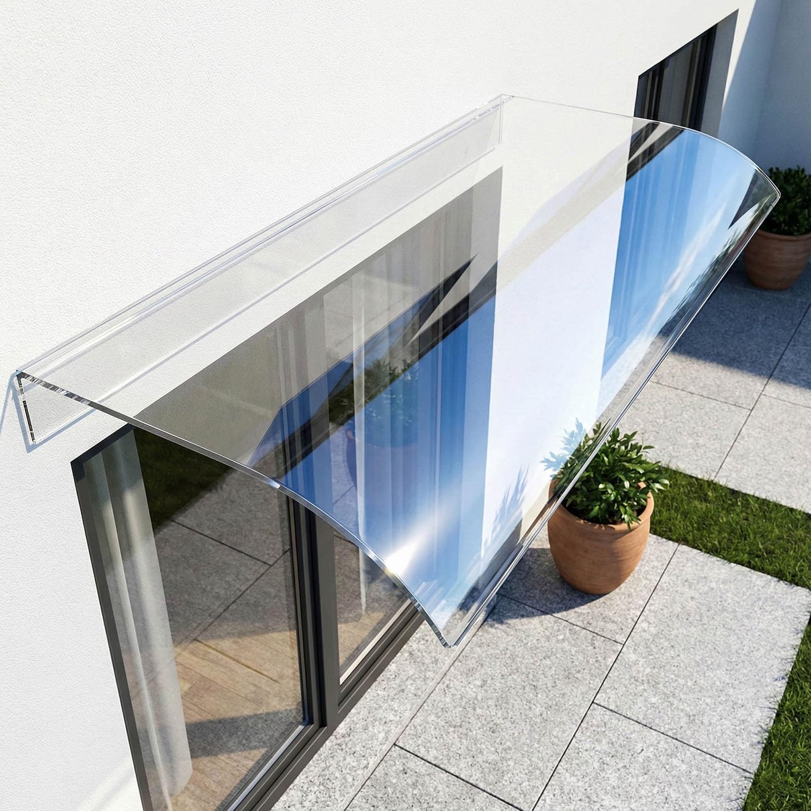 Front Door Canopy Outdoor Waterproof, Clear Solid Porch Canopy, Polycarbonate Over Door Canopies, Awnings for Patios Garden Entrance, UV Protection Weatherproof Roof Cover