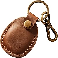 Handmade Genuine Leather AirTag Holder Keychain for Apple AirTag 1st & 2nd Gen - Brown Vintage Design, Full Protection