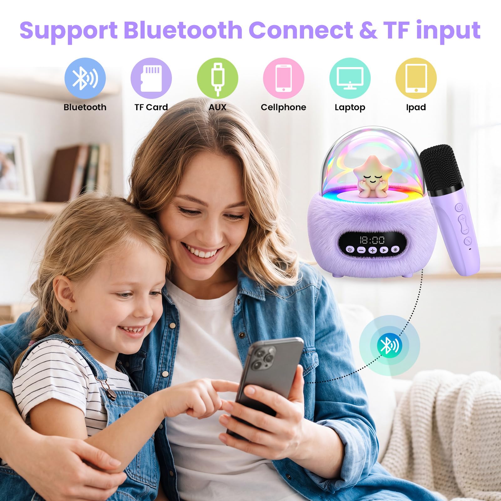 Mini macchina per karaoke per bambini: potente altoparlante portatile con suono stereo, regalo di Natale e bambini per ragazze dai 3 ai 4 ai 5 anni 6, 7, 8, 9, 10 anni in su, regalo di compleanno per