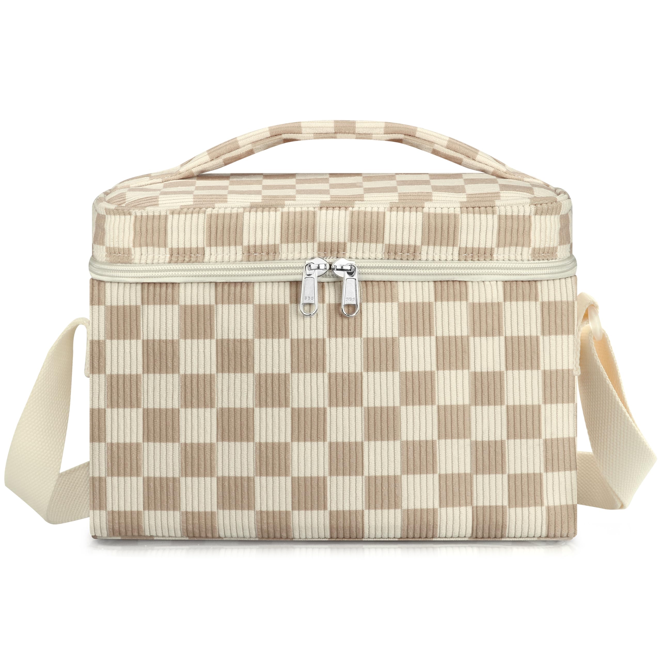 TESAFNG Insulated Lunch Bag for Women, Cute Corduroy Reusable Lunch Box for Adult, Leakproof Cooler Bag for Work Office Travel Picnic, Lunch Tote Bag