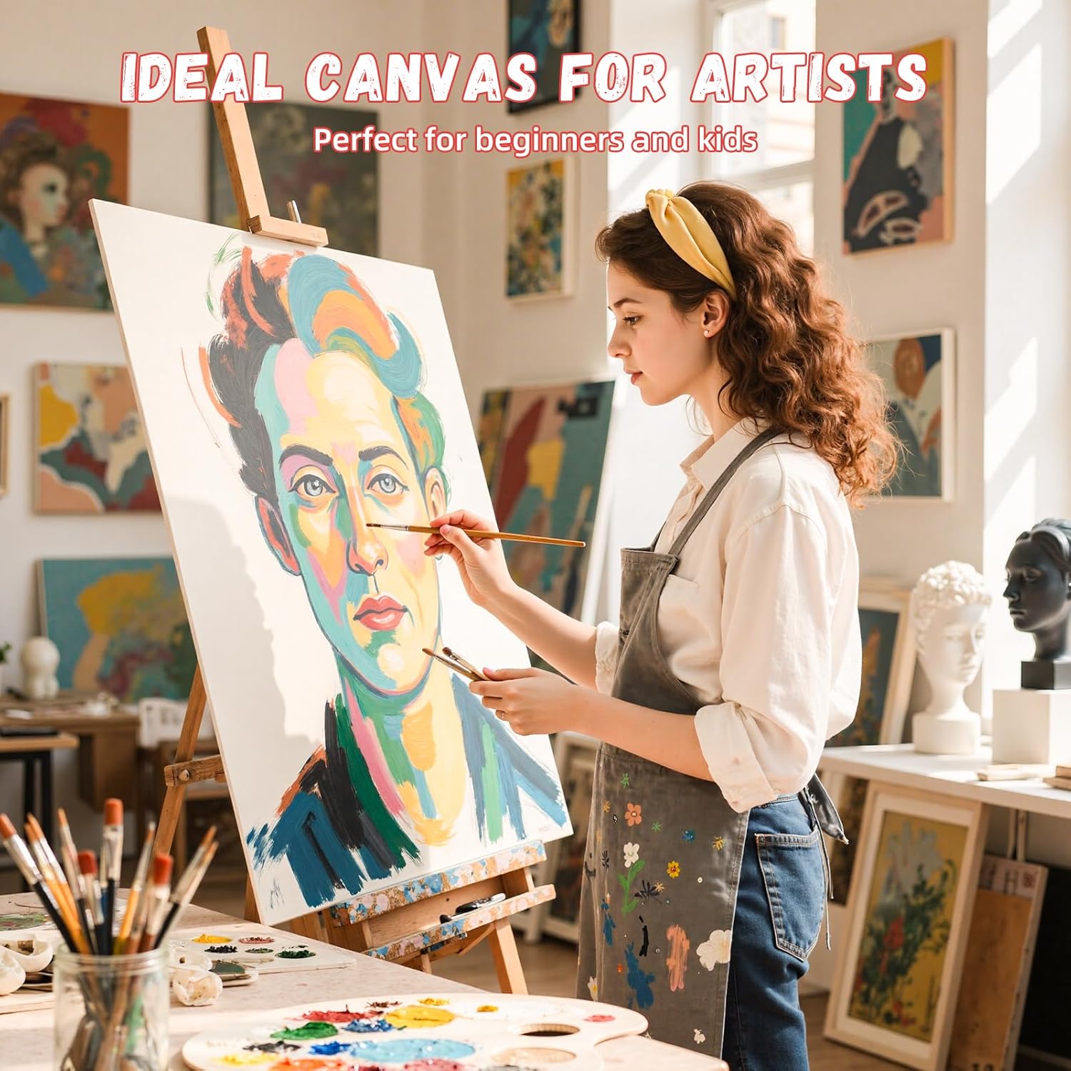 Simetufy 18 x 24 inch 5 Pack Canvas Panels Large Flat Canvas Boards for Painting - Gesso Primed Acid-Free 100% Cotton for Acrylics Oil Watercolor Tempera Paints