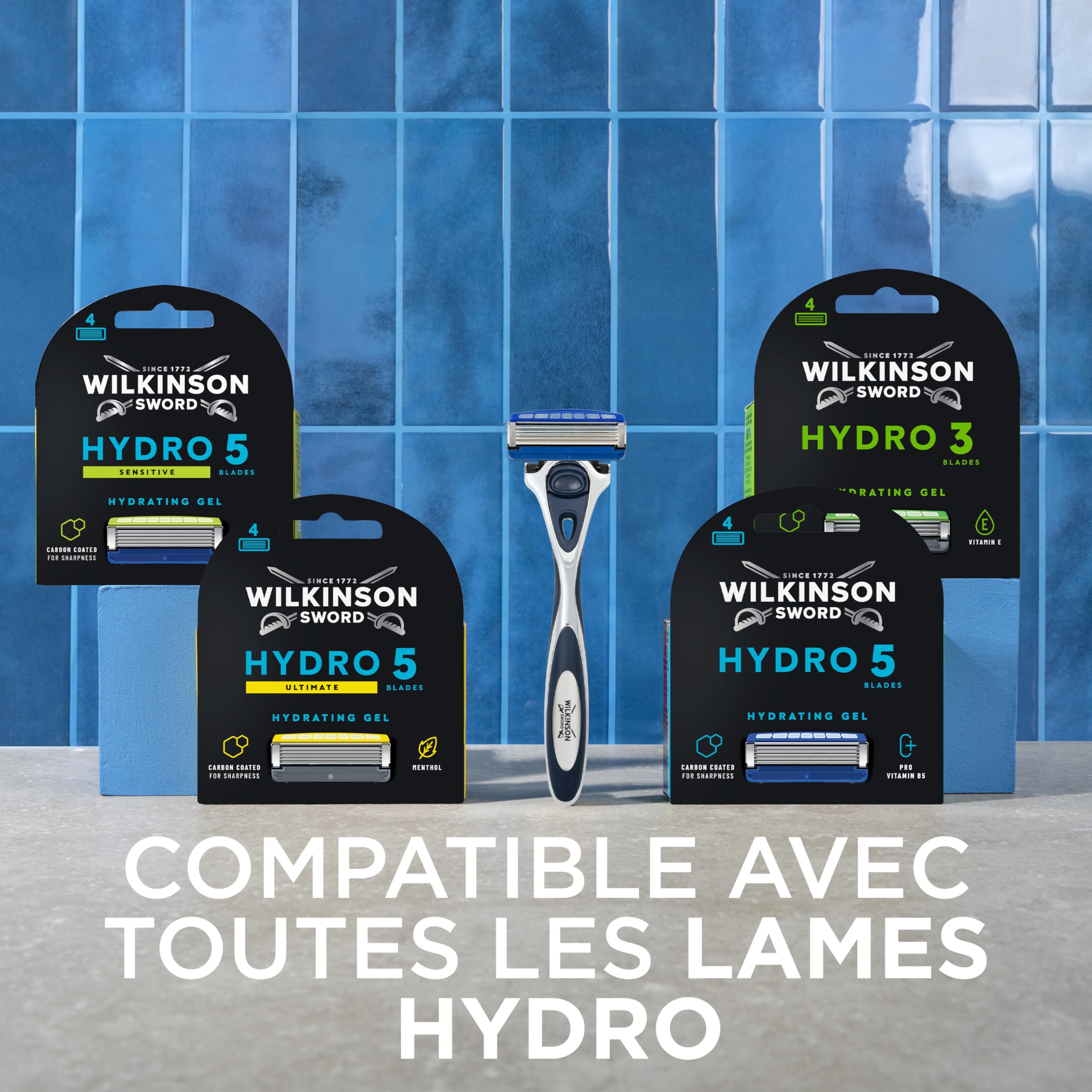Wilkinson Sword Hydro 5 - Rasoir pour Homme - idéal pour les trousses de toilette des hommes - parfait pour le rasage quotidien - 1 manche de rasoir réutilisable + 13 lames de rechanges