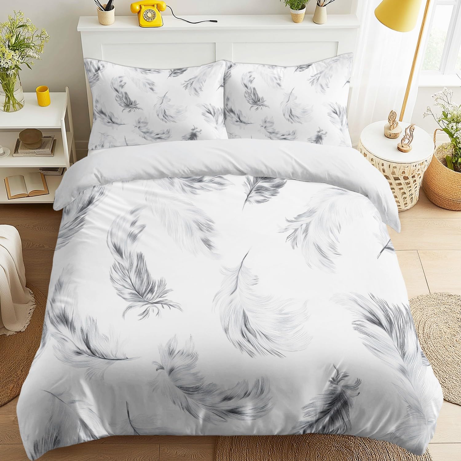 Housse de couette 220x230 plumes microfibre sans repassage