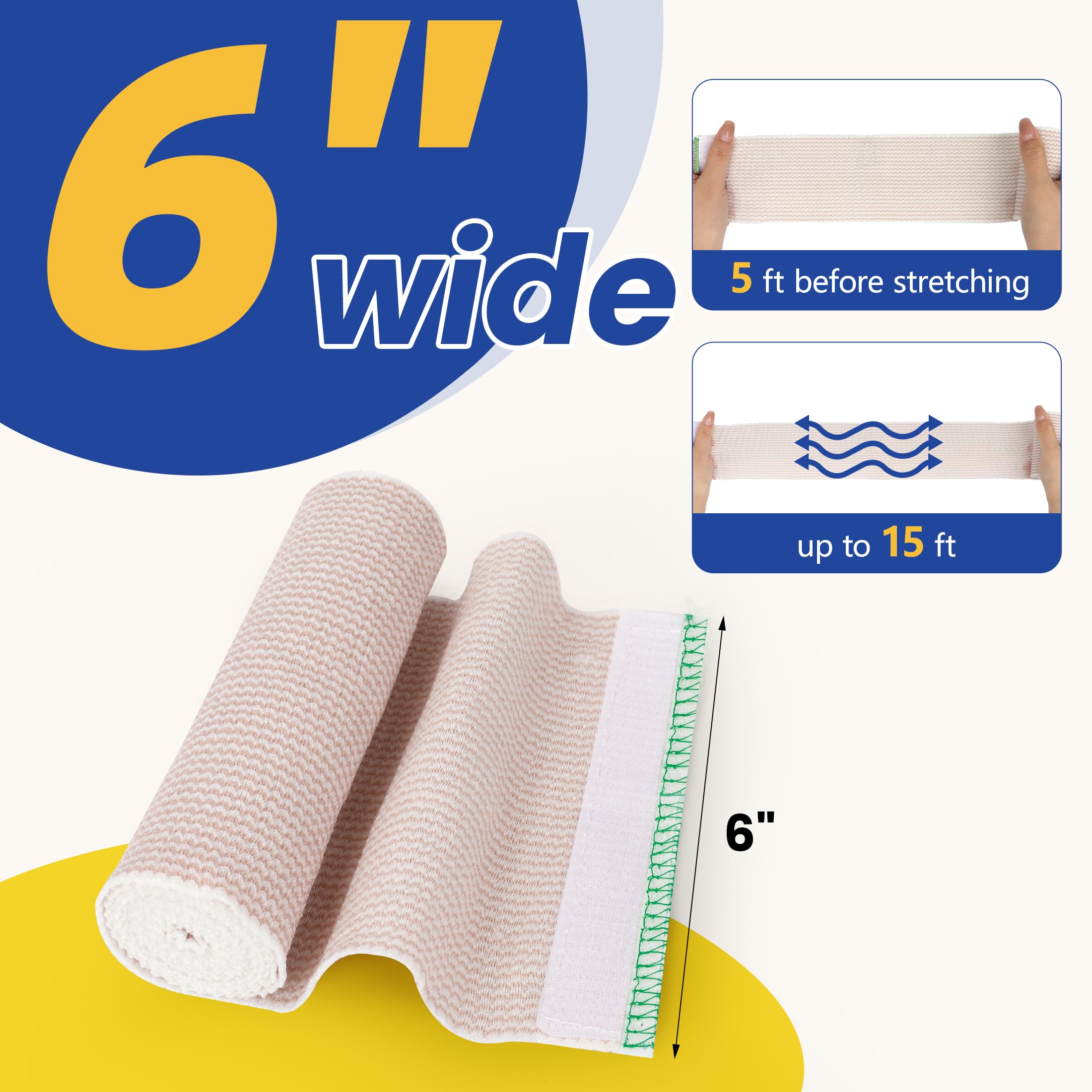 6" Elastic Bandage Wrap Compression Bandage for Waist Leg, 2 Pack — Amazon image 2