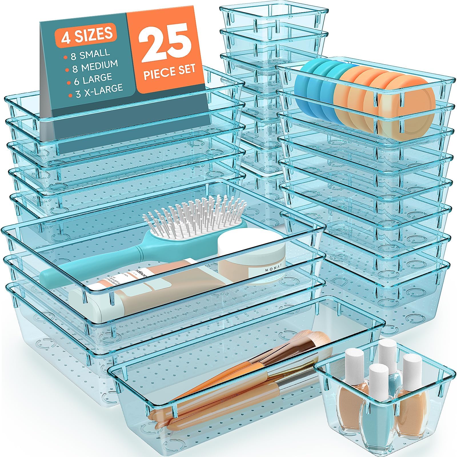 Amazon.com: SpaceHacks 25 PCS Plastic Drawer Organizer Set, 4-Size ...