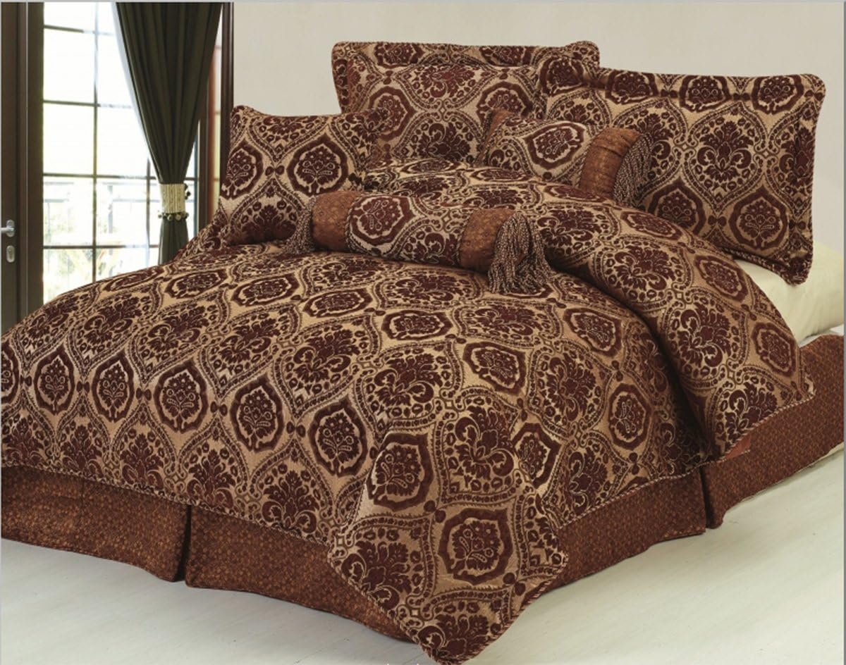 7PC Luxurious Chenille Comforter Set Queen Allisone
