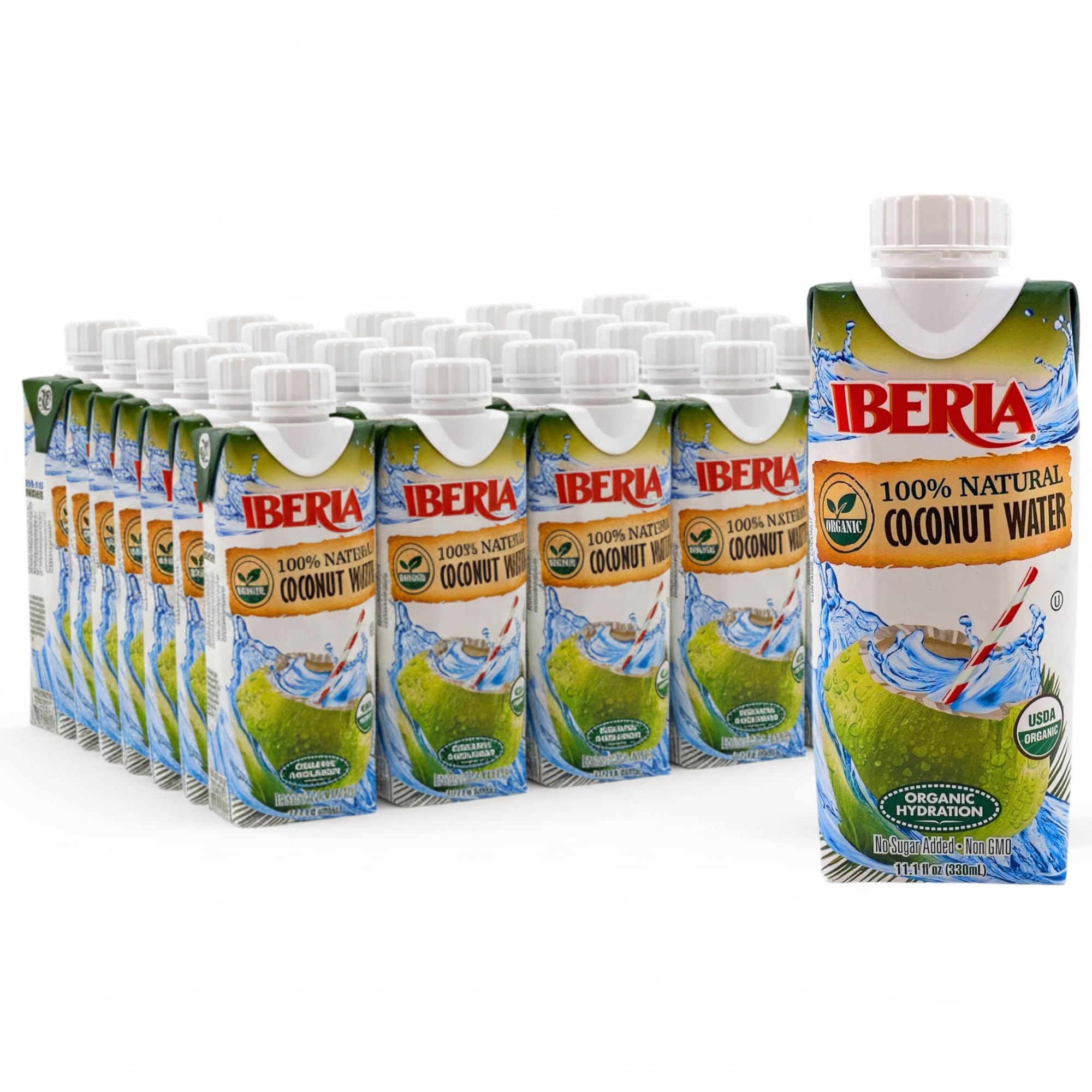 Iberia 100% Pure Organic Coconut Water, 11.1 fl. oz. (Pack of 24)