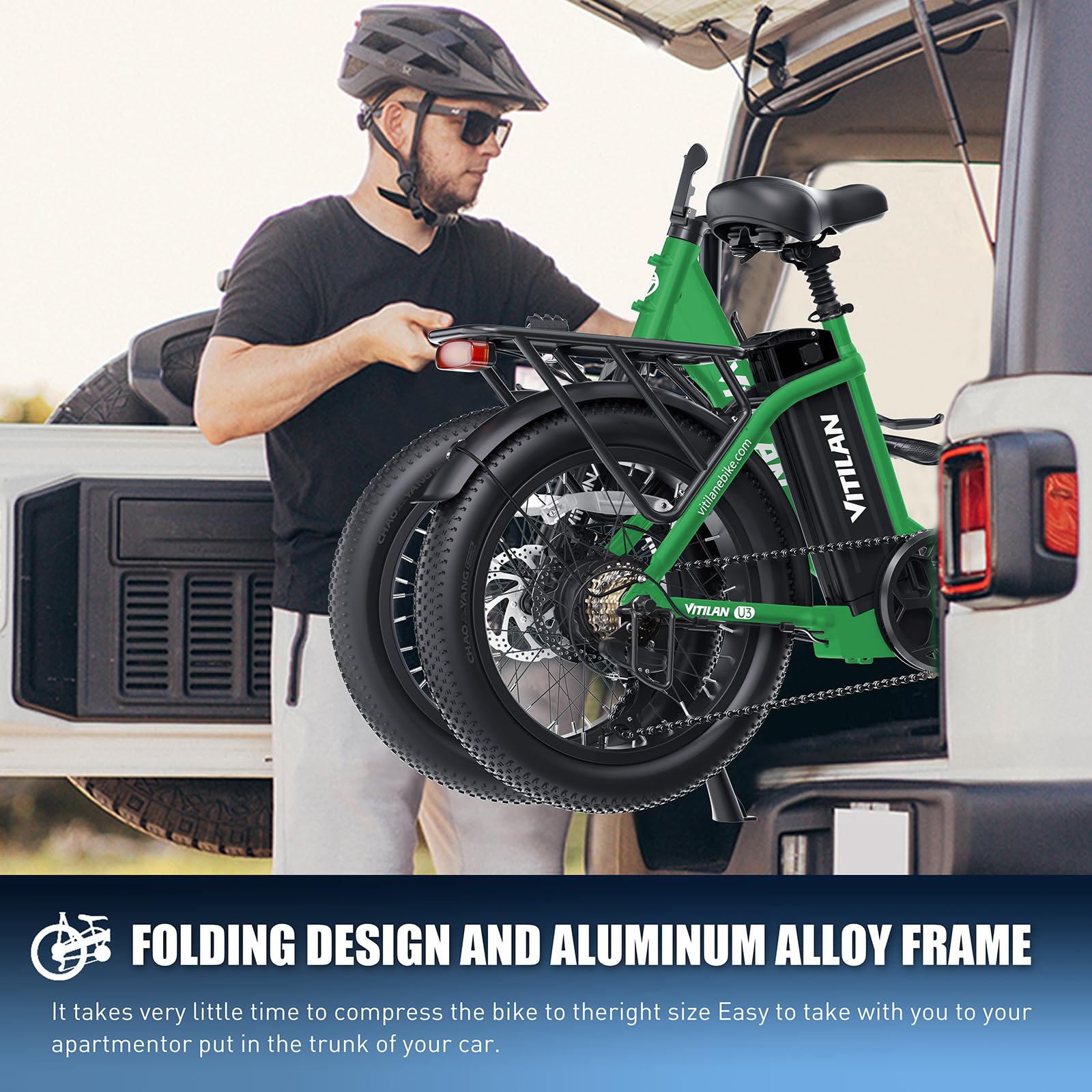 U3 Bici Elettrica Pieghevole Adulti, Bicicletta Elettrica con 48V 13Ah Batteria, 20"*3,0" Fat Tire Ebike, 7 Velocità, Autonomia 40-120 km, Adatto per Gli Spostamenti Urbani Quotidiani