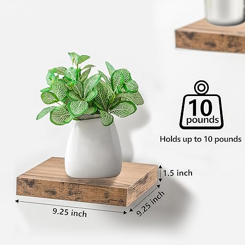 Miniatura 3 de Sorbus Estante flotante cuadrado para pared, 3 estantes pequeños con soportes de montaje invisibles para decoración de sala de estar, dormitorio,