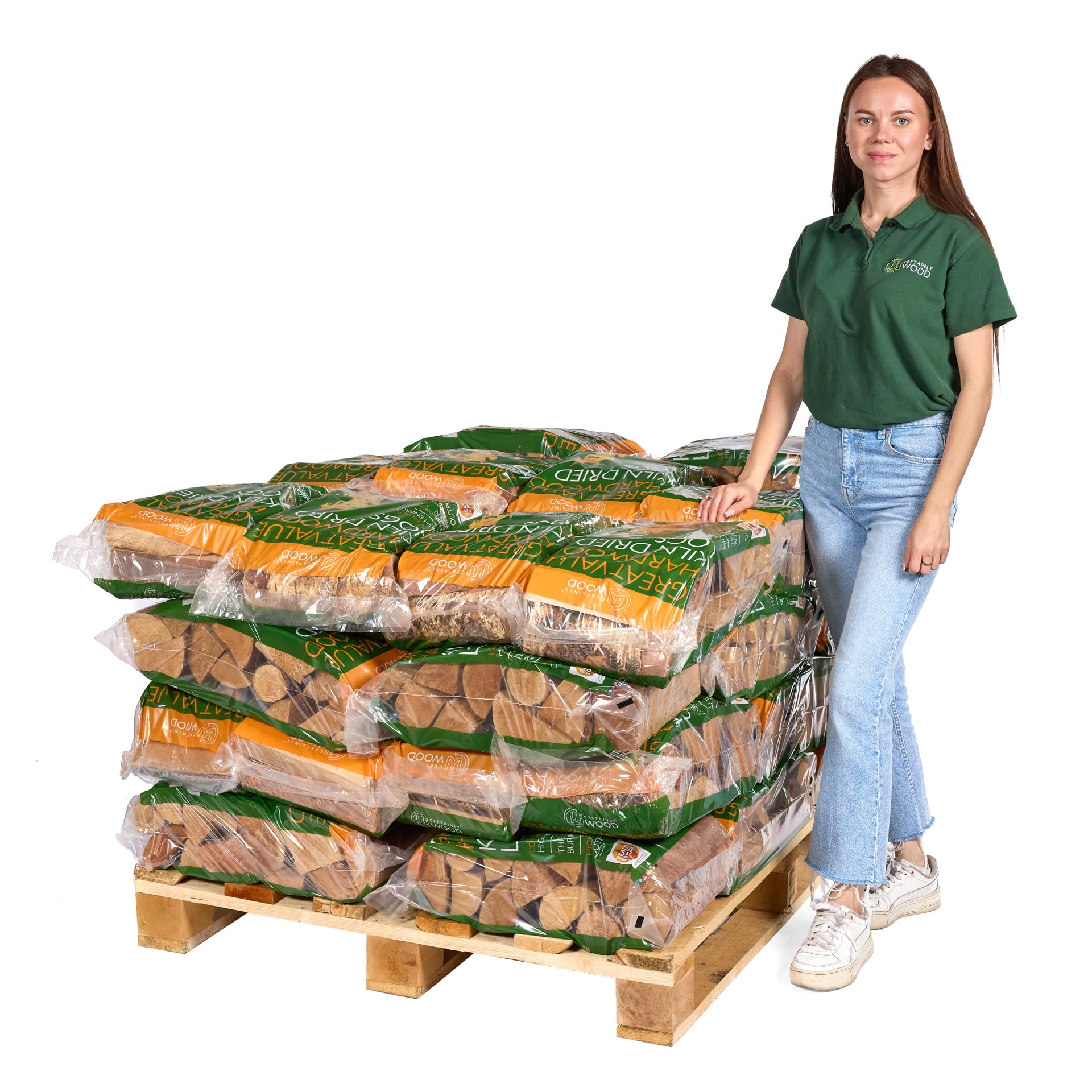 Certainly Wood Brown Kiln Dried Hardwood Logs, 25Cm Length, 10Kg Bags, Ready To Burn For Stoves And Fireplaces (Pallet Of 40 Bags)