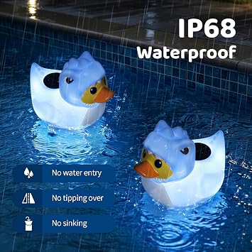 Housolution Solar Pool Chlorine Floater, Floating Chlorine Dispenser with Light, Fits 4x3in Tablets, Adjustable Release, Easy Opening & Anti-Sinking, Tablet Floater for Pool Hot Tub SPA, Duck