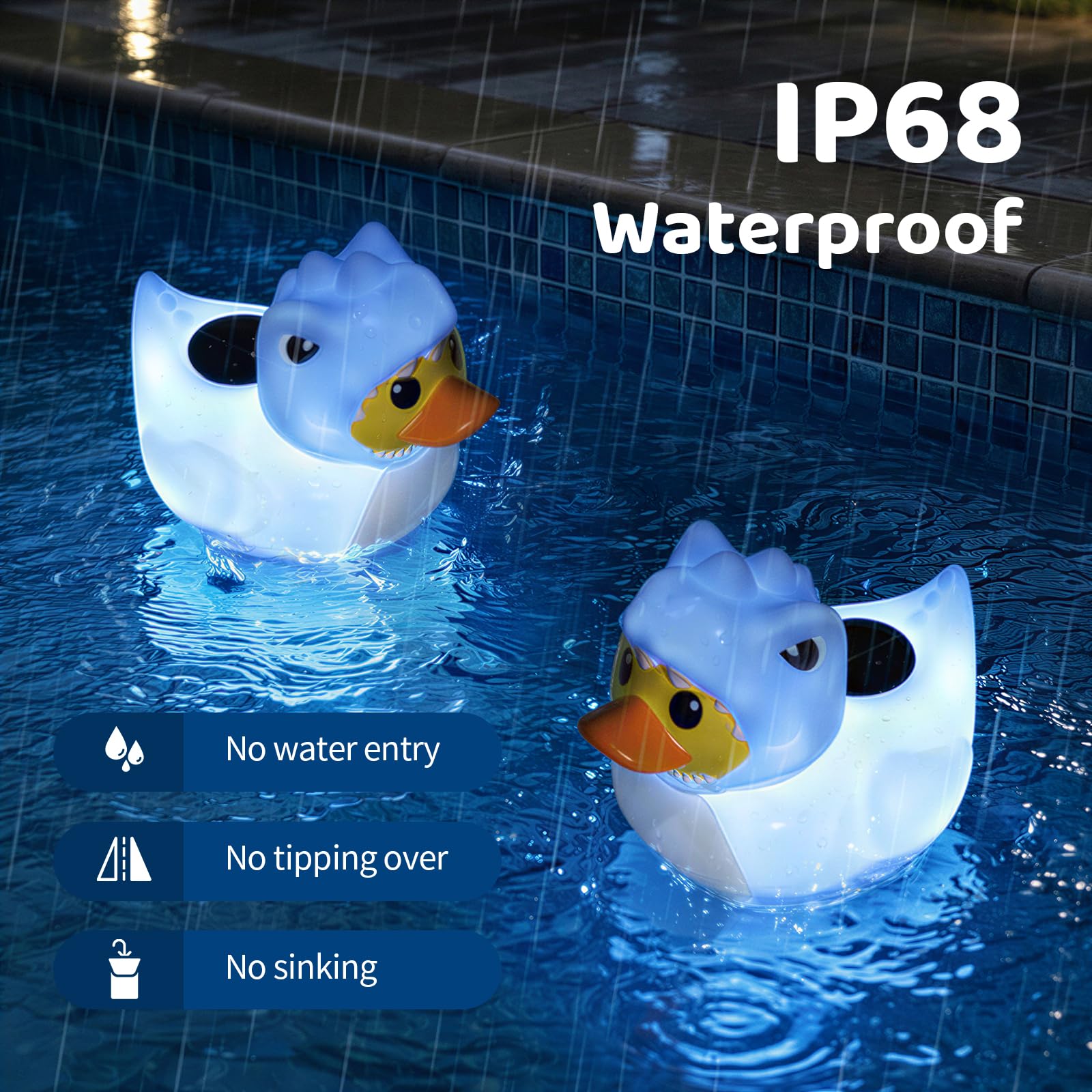Housolution Flotteur Solaire de Chlore Piscine, Distributeur Flottant à Lumière, Convient Tablettes 4x3in, Libération Réglable, Ouverture Facile & Anti-Enfoncement,Flotteur Piscine Jacuzzi SPA, Canard