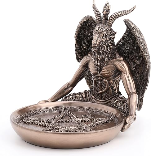 Miniatura 4 de Veronese Design Bandeja de altar de Baphomet de 5 3/4 pulgadas de alto, estatua de Polystone, acabado de bronce