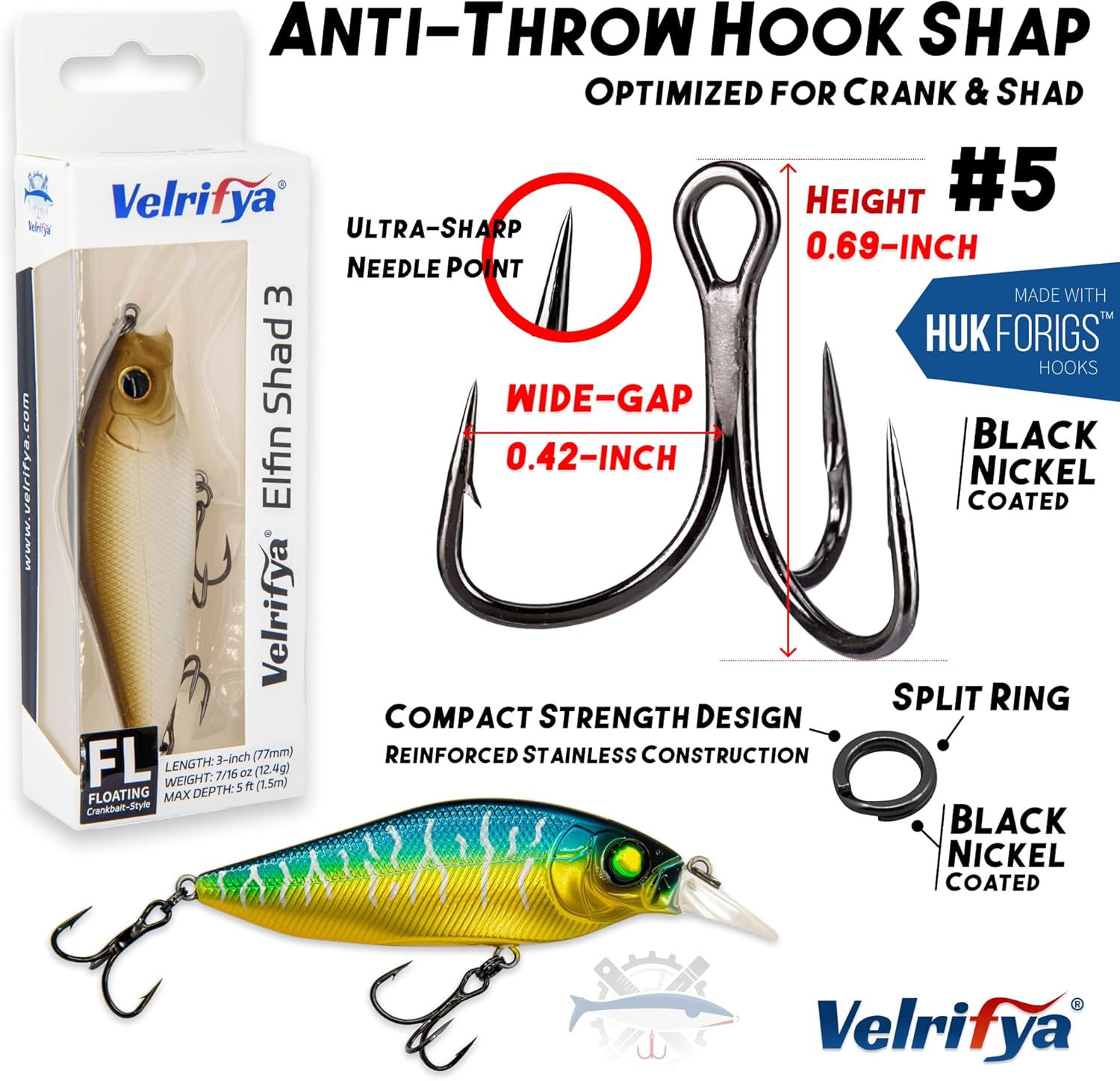 Hybrid Crankbaits/Jerkbait for Bass Fishing-Shallow Diving Crank Shad for Bass Crappie Walleye Pike, Cold Water for Winter and Spring Fishing, for Freshwater and Saltwater