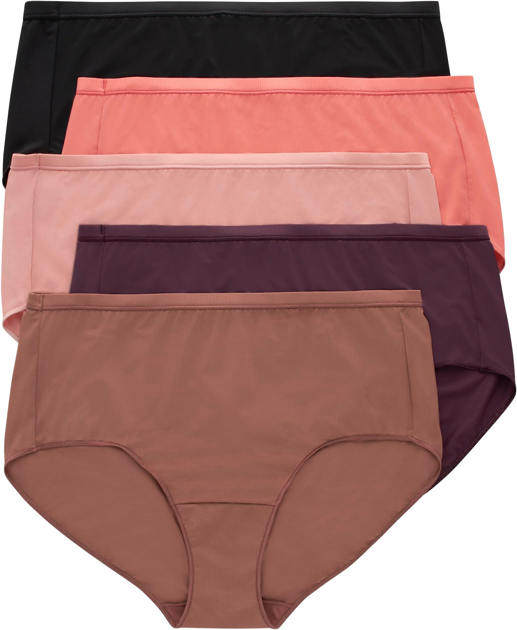 Women's Just My Size Briefs, Breathable Mesh Plus Size Brief Underwear, No-Show Panties, 5-Pack