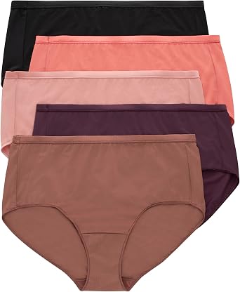 Hanes Womens Just My Size Briefs, Breathable Mesh Plus Size Brief Underwear, No-Show Panties, 5-Pack