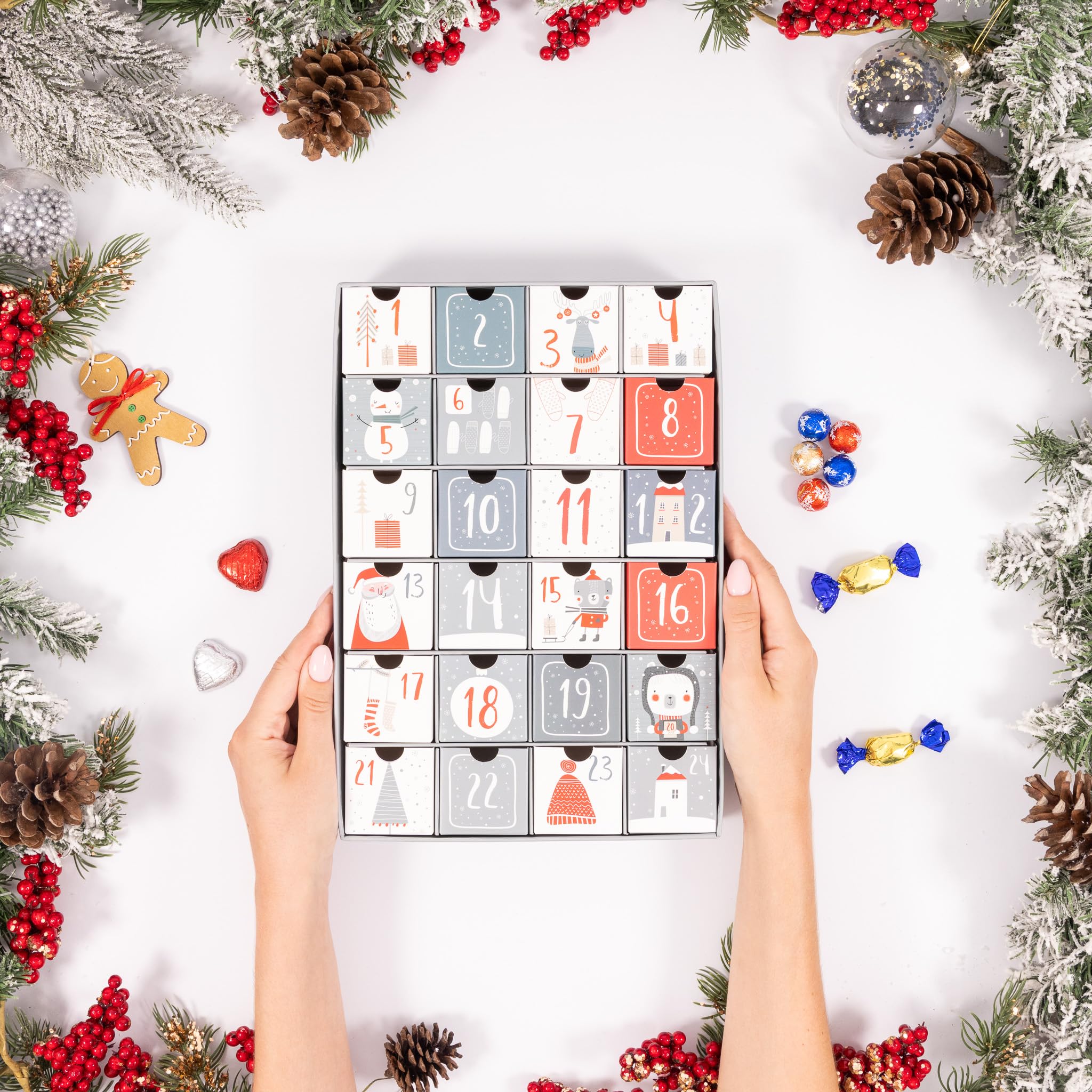 Fill Your Own Advent Calendar 24 Days Reusable 1-24 Empty Drawers for Christmas Countdown (Grey) - Image 4