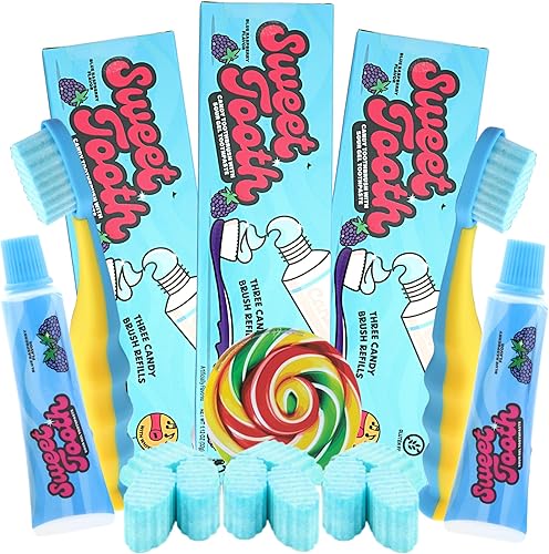 Cepillo de dientes comestible y pasta de dientes, gel de fresa agria con caramelos duros, caramelo único Npismaking, 1.12 onzas (paquete de 3) Cepillo de dientes comestible y pasta de dientes, gel de fresa agria con caramelos duros, caramelo único Npismaking, 1.12 onzas (paquete de 3)