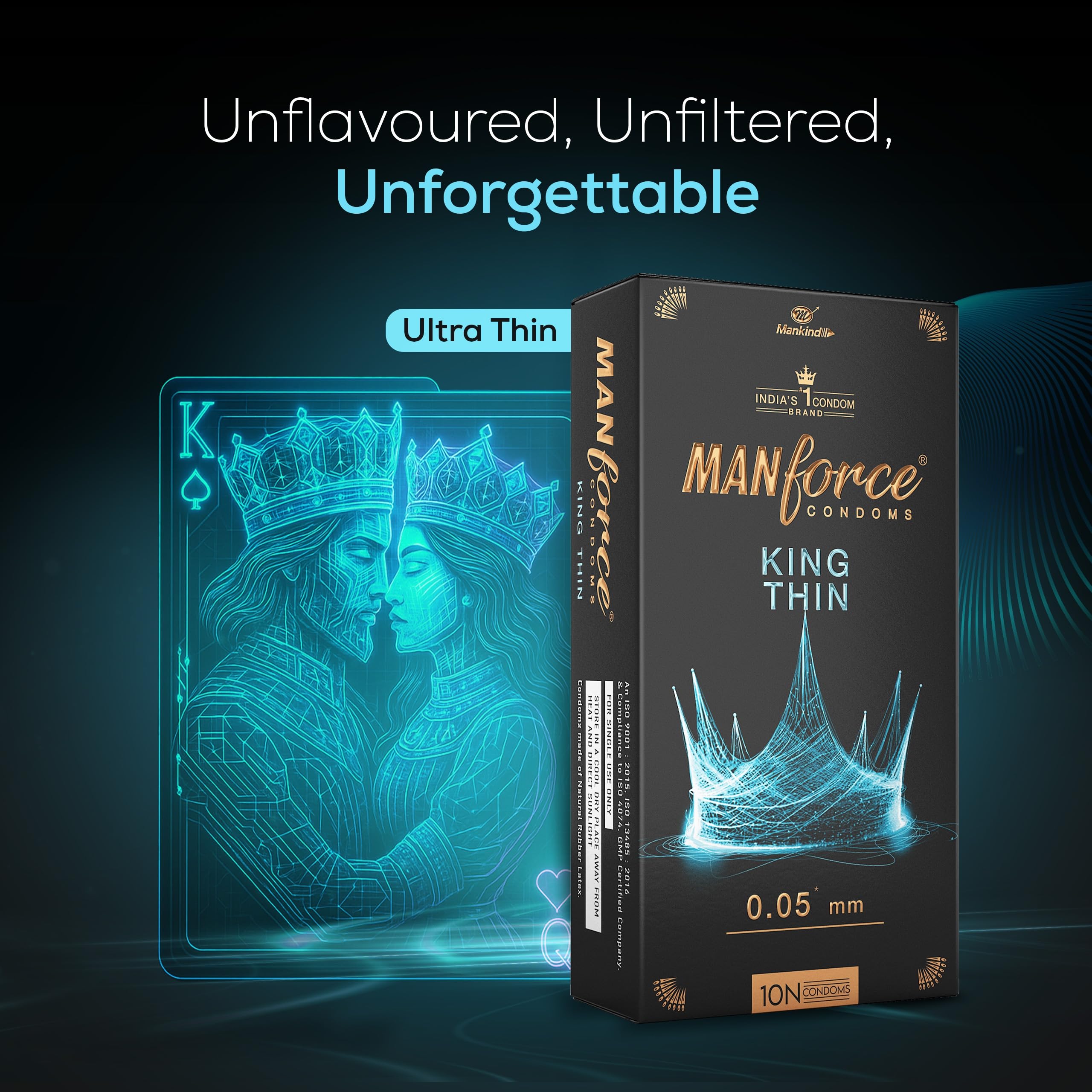 Manforce King Thin Ultra-Thin Unflavoured Condoms 10 Pieces & Manforce Staylong Gel 8gm 1