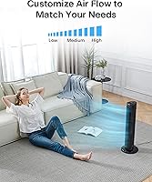 Vista 2 de PELONIS 30 Inch Oscillating Tower Fan with 3 Speed Settings and Auto-off Timer, Standing Fan PFT28A2BBB, Black, medium