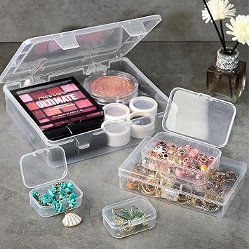 Clear Small Plastic Storage Containers with Lids, 7 Pack