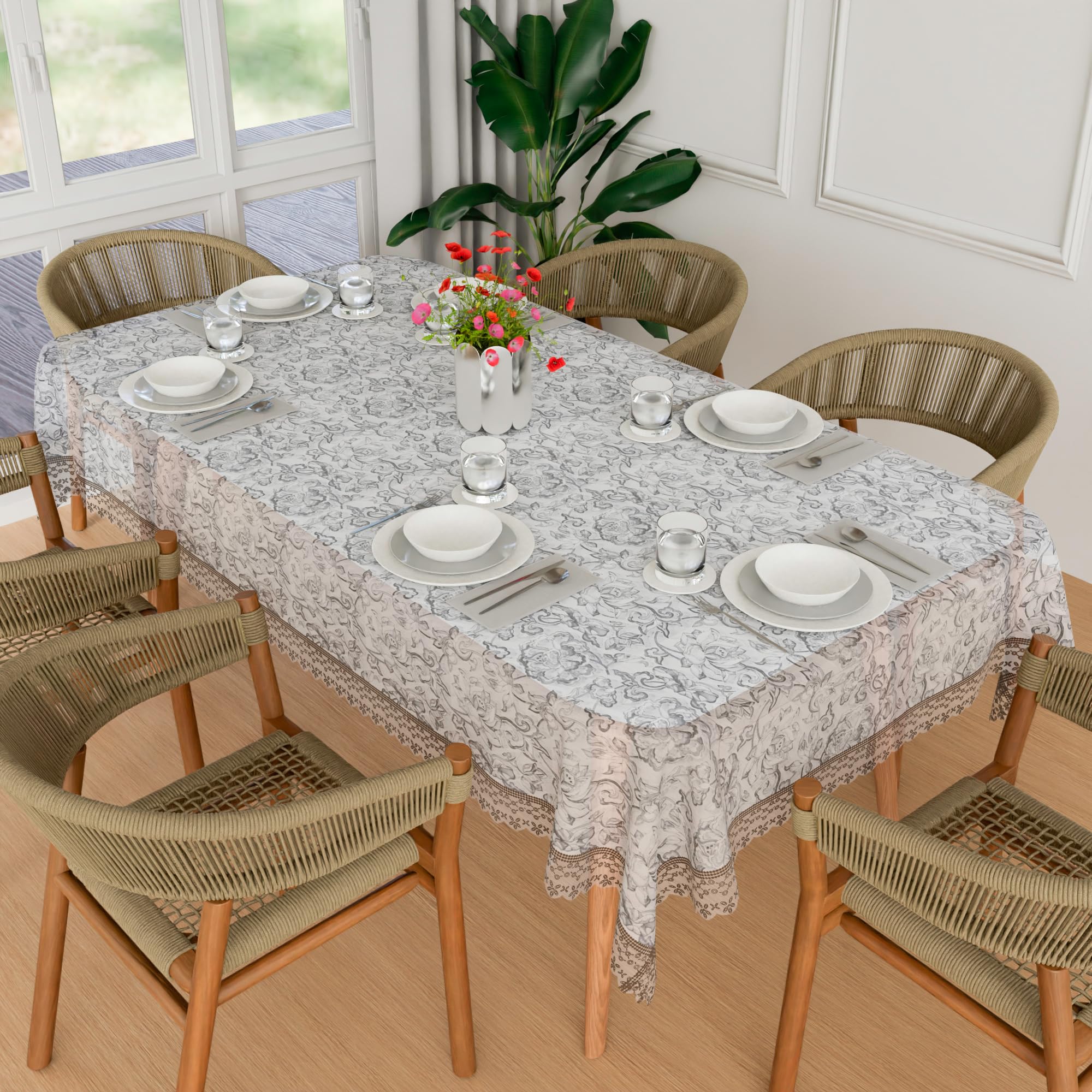 Kuber Industries Dining Table Cover | PVC Table Cover | Brown Embossed Lace Flower Table Cover | Table Protector | Table Cover for Dining Table | 60x90" | Transparent (B0CG1Q3DQM) Amazon Price History, Amazon Price Tracker