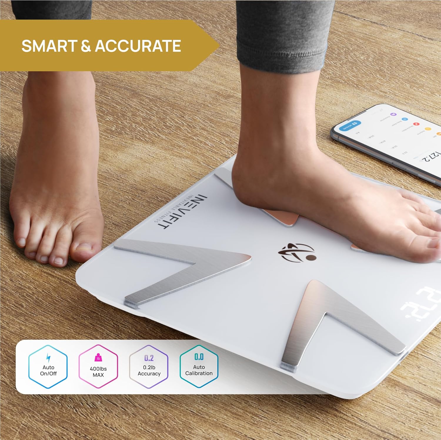 SMART Body Fat Scale, Highly Accurate Bluetooth Digital Bathroom