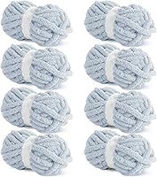 Vista 72 de Hombys Hilo de felpilla gruesa verde salvia para tejer a ganchillo y tejer, hilo grueso y esponjoso súper voluminoso para tejer a mano manta, hilo