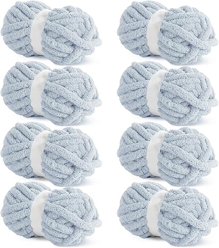 Vista 286 de HOMBYS Hilo de felpilla grueso y voluminoso para tejer a mano, hilo grueso y esponjoso para tejer a mano, hilo de felpa suave, paquete de 8