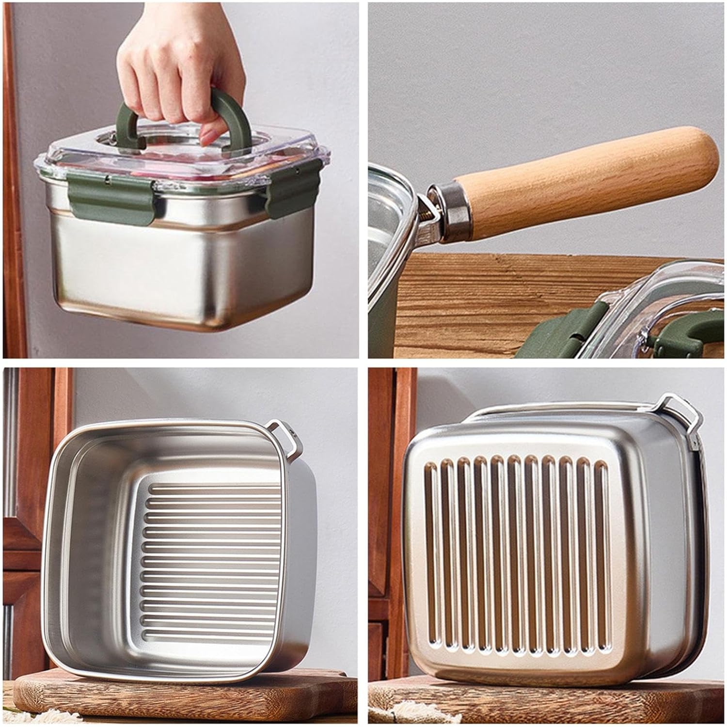 Mini Deep Fryer Pot Frying Serving Basket Outdoor Multifunctional with Handle Lid Fryer with Basket for Chicken French Fries