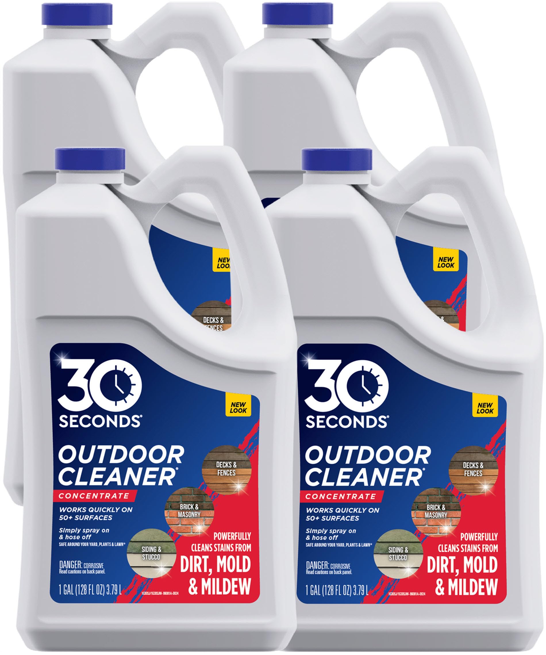 30 SECONDS Outdoor Mold & Mildew Cleaner & Stain Remover Concentrate | 128 fl. oz. | 4 Pack