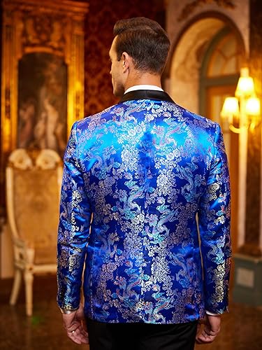 Miniatura 2 de COOFANDY Chaqueta de esmoquin floral para hombre, de lujo, bordada, elegante, para boda, fiesta, cena