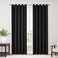 Vista 116 de ChrisDowa - Cortinas blackout con ojales para habitación y sala, juego de 2 paneles de cortinas con aislamiento térmico, gris oscuro, 42 x 63