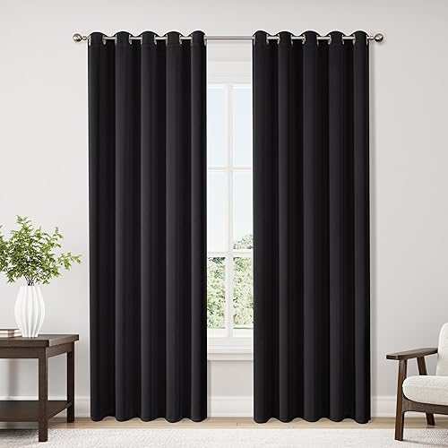 Miniatura 116 de ChrisDowa - Cortinas blackout con ojales para habitación y sala, juego de 2 paneles de cortinas con aislamiento térmico, gris oscuro, 42 x 63