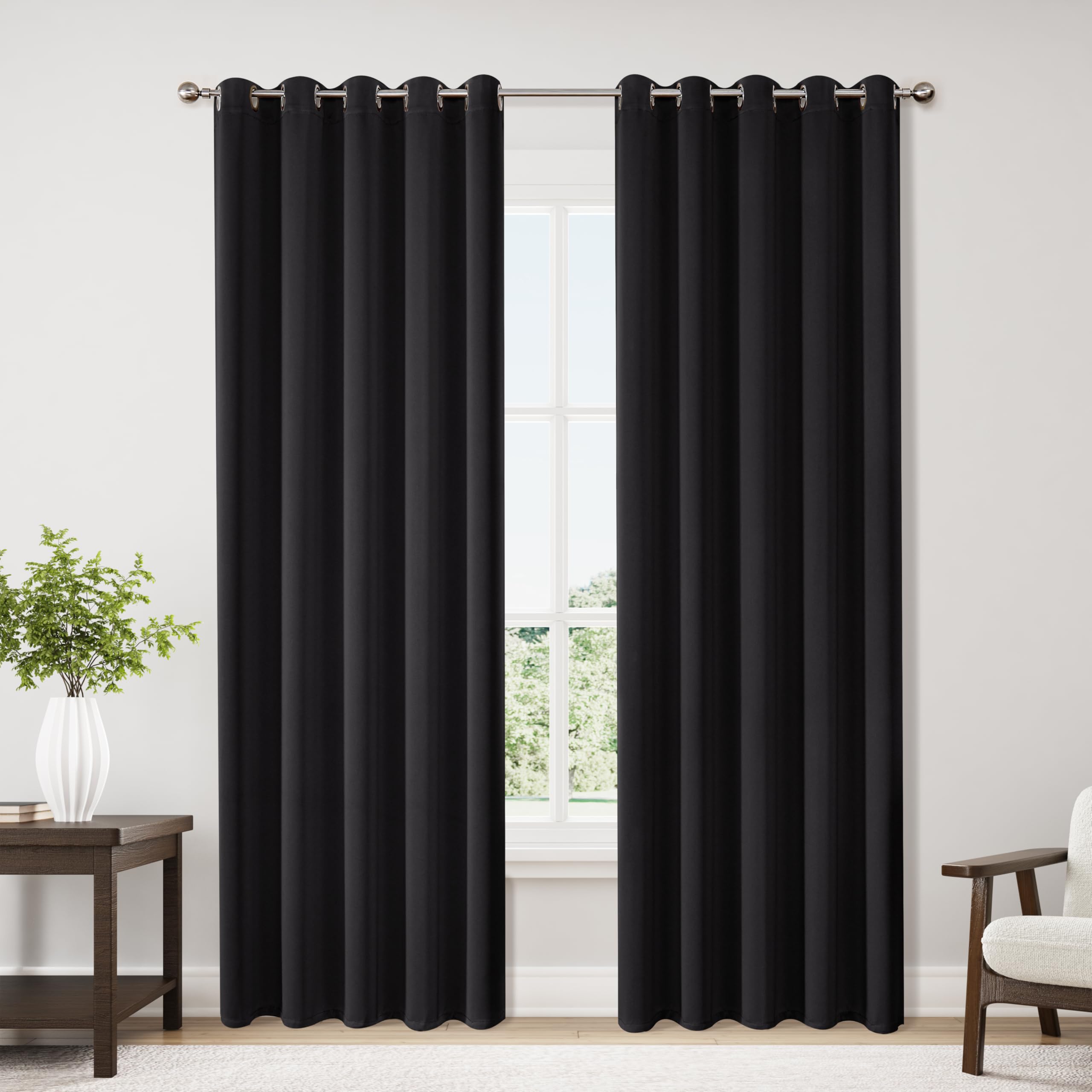 ChrisDowa Blackout Curtains 70 inches Wide for Bedroom - 2 Panels Set Extra Wide Grommet Thermal Insulated Room Darkening Curtains for Living Room (