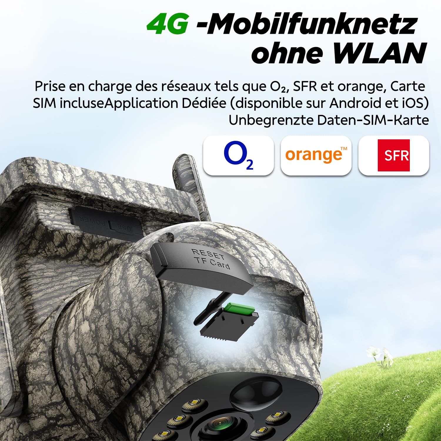 VOOPEAK 4G LTE Wildkamera Solar, 2.5K Live Übertragung Wildkamera mit Handyübertragung App, Wildtierkamera mit Nachtsicht Bewegungsmelder 355° Schwenk 90° Neigung IP66 Wasserdicht