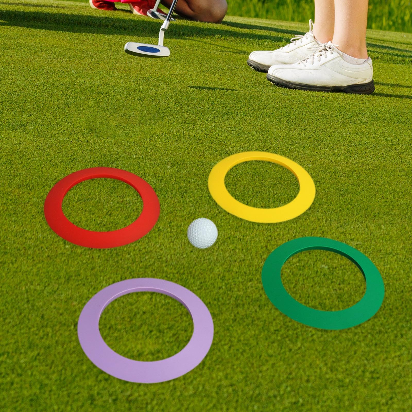 4 Anelli da Putting Portatili per Il Campo da Golf in Giardino