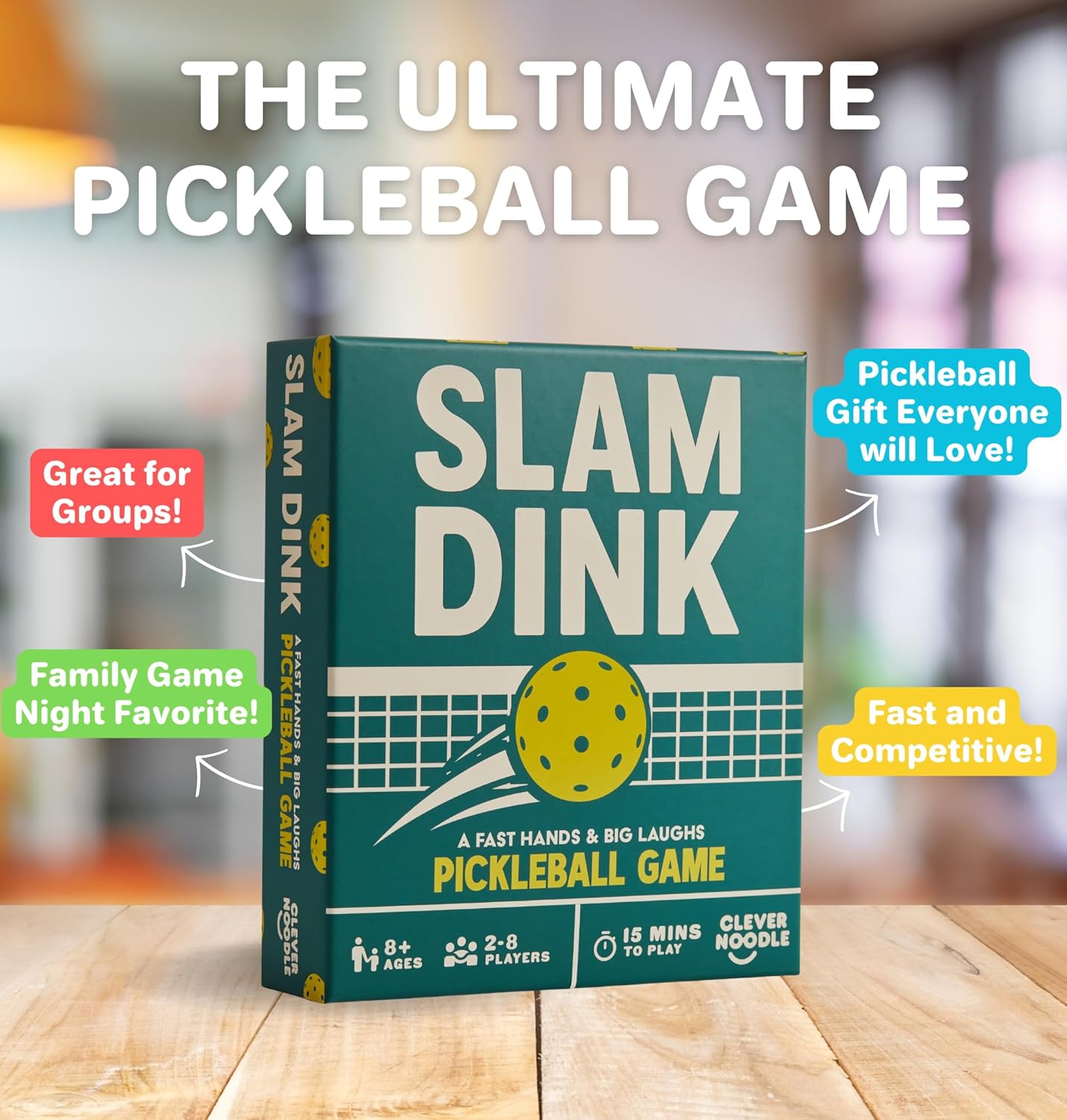 Clever Noodle Slam Dink I Pickleball Game I Pickle Ball Gift I A Hilarious Pickleball Card Game I Gifts for Pickleballers I Family Card Game