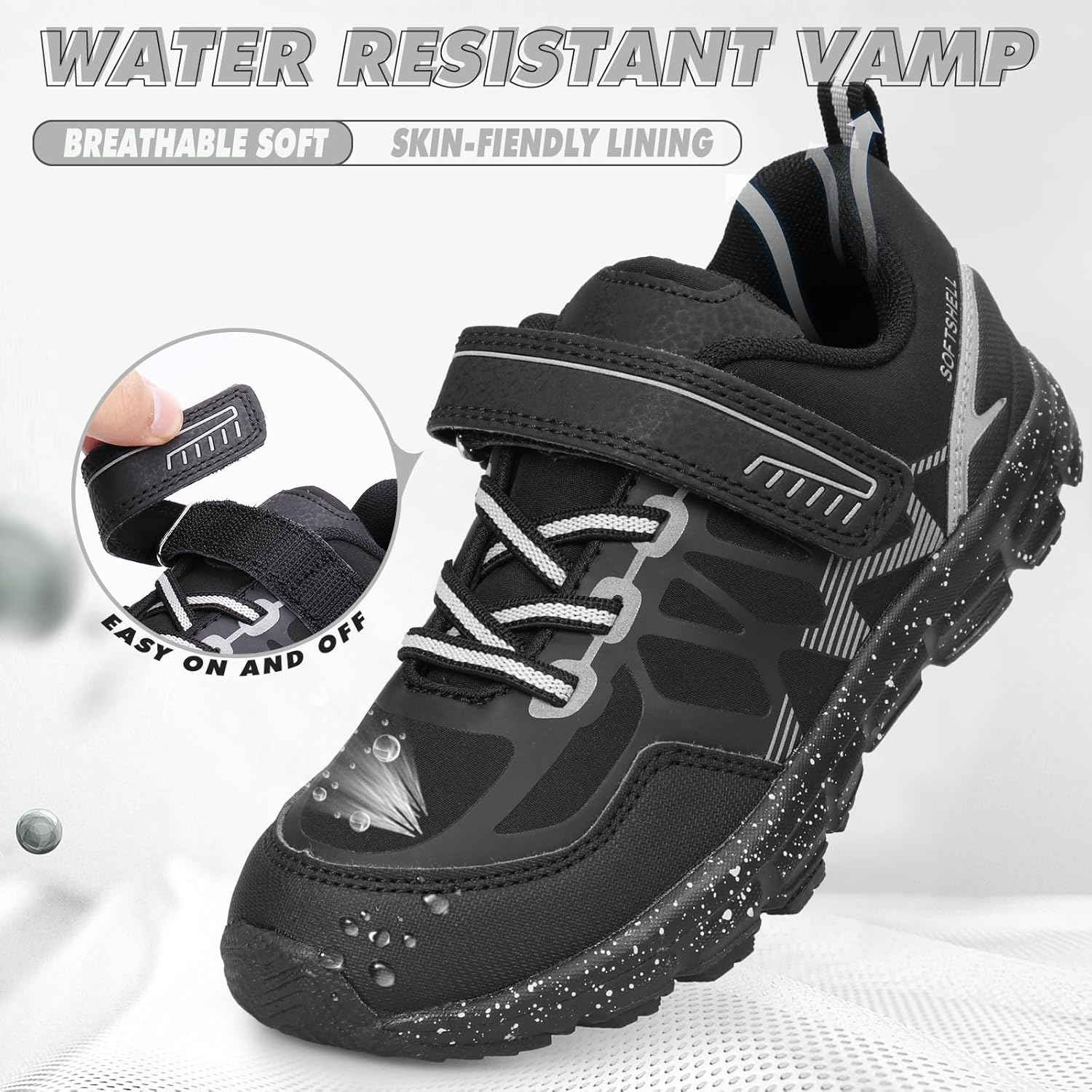 UOVO Boys Shoes Water Resistant Hiking Boots Kids Outdoor Walking Shoes Non Slip Ankle Athletic Sneaker Anti Collision Size 9.5 Toddler to 4.5 Big Kids