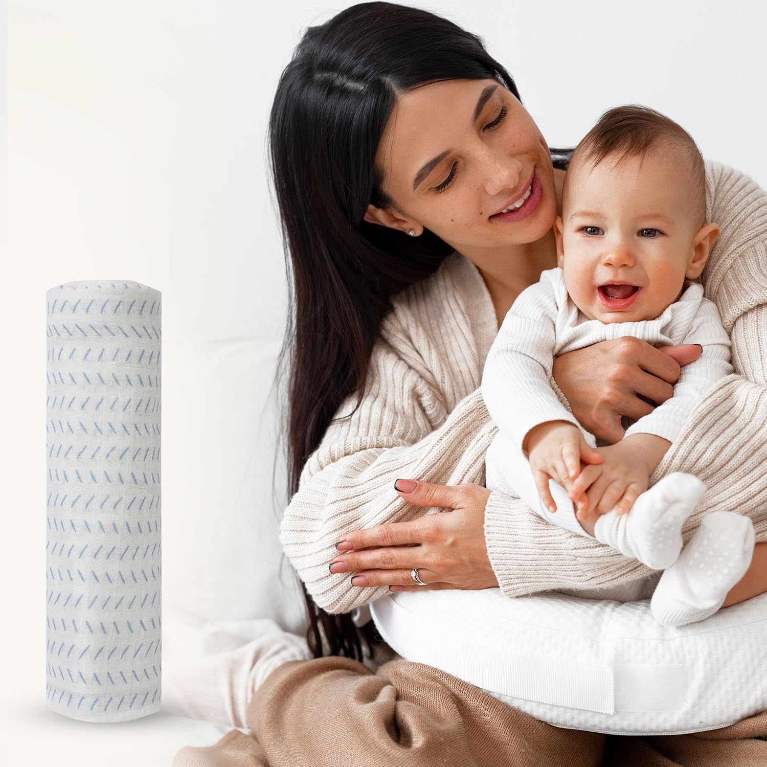 Muslin Baby Swaddle - Breathable Receiving Blankets for Newborn Baby, 70% Viscose derived from Bamboo, 30% Spandex, Imported