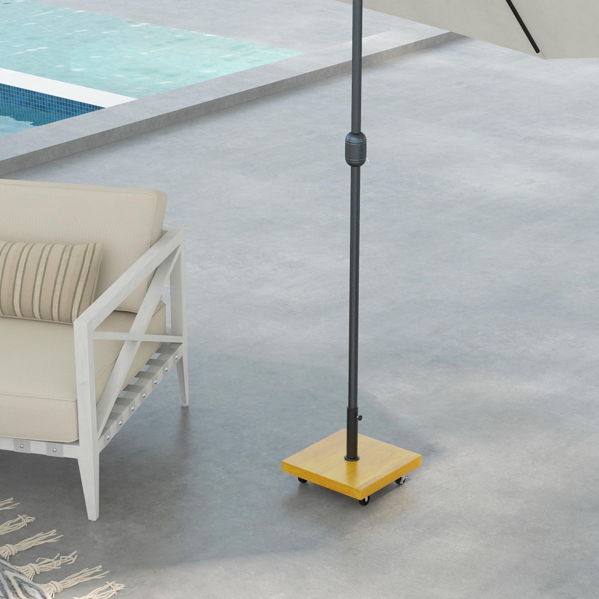 Outsunny Pied de Parasol Carré en Métal 25kg 4 roulettes Ø34/38/48mm | Base de Lestage, Dim. 45L x 45l x 36,5H cm