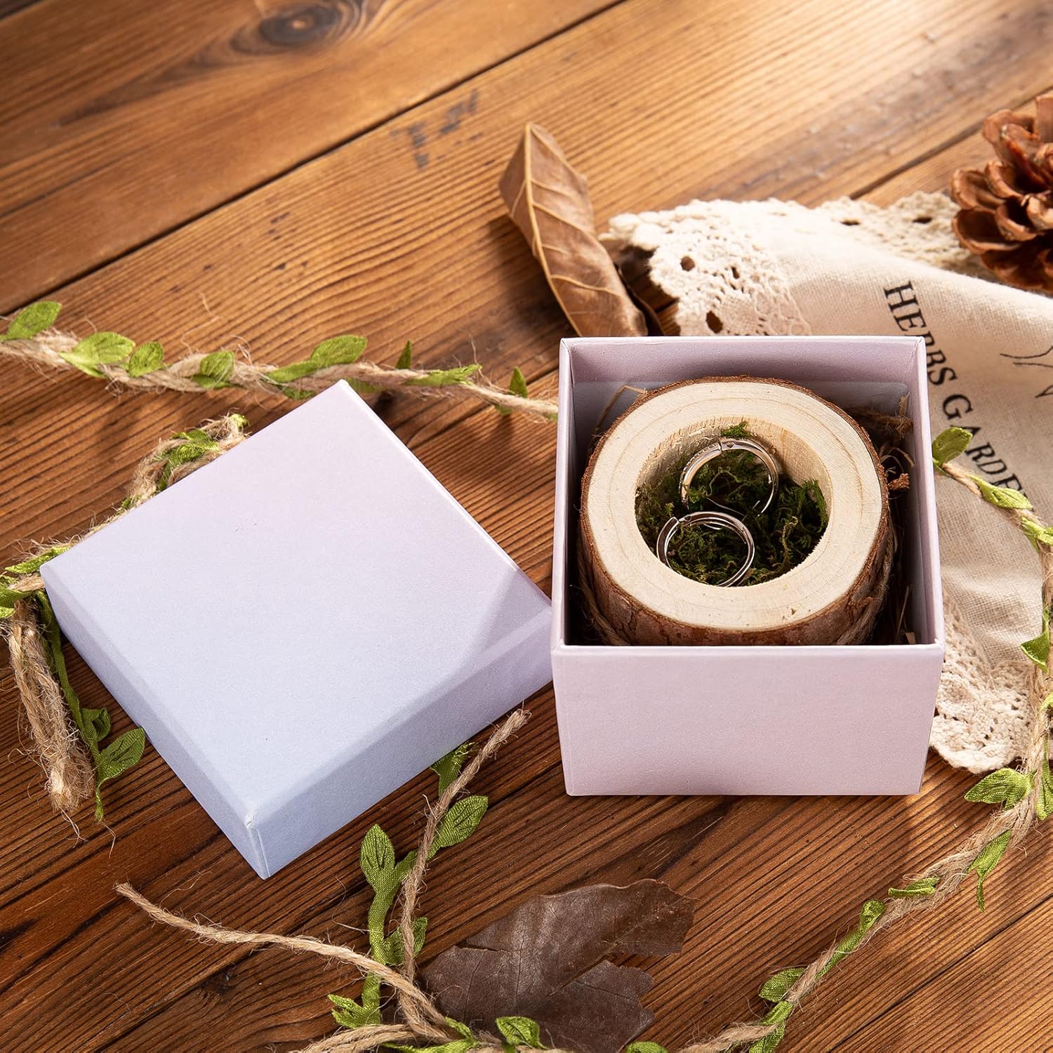Wood Engagement Ring Box Custom Engraved Name/Text Ring Box for Proposal Wedding Handmade Wooden Ring Box for Couple Girlfriend Wife (Style 2)