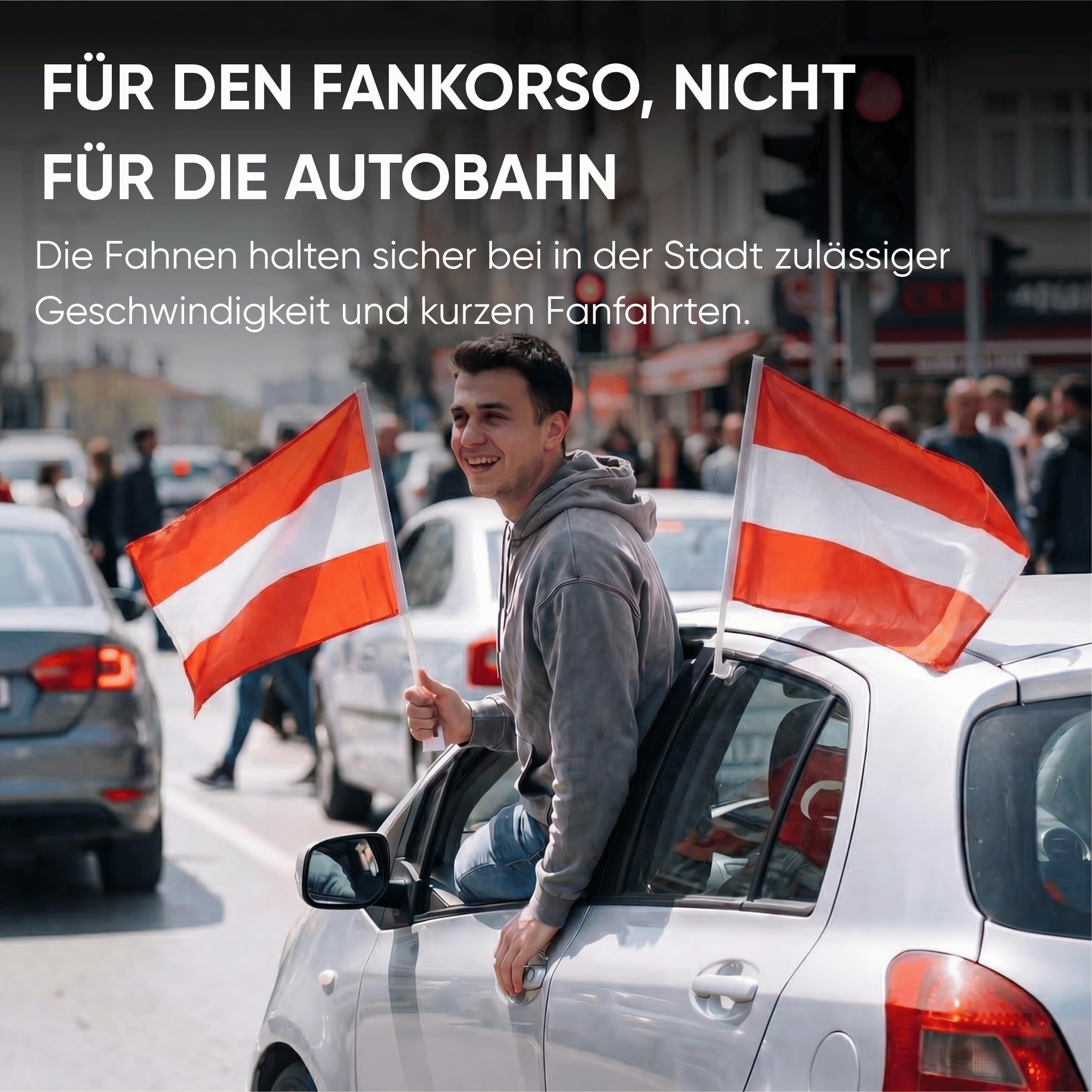 Sonia Originelli Fanset Fanartikel für das Auto Motorhaubenfahne Fensterfahnen Spiegelüberzieher Magentflaggen Farbe: Österreich XL