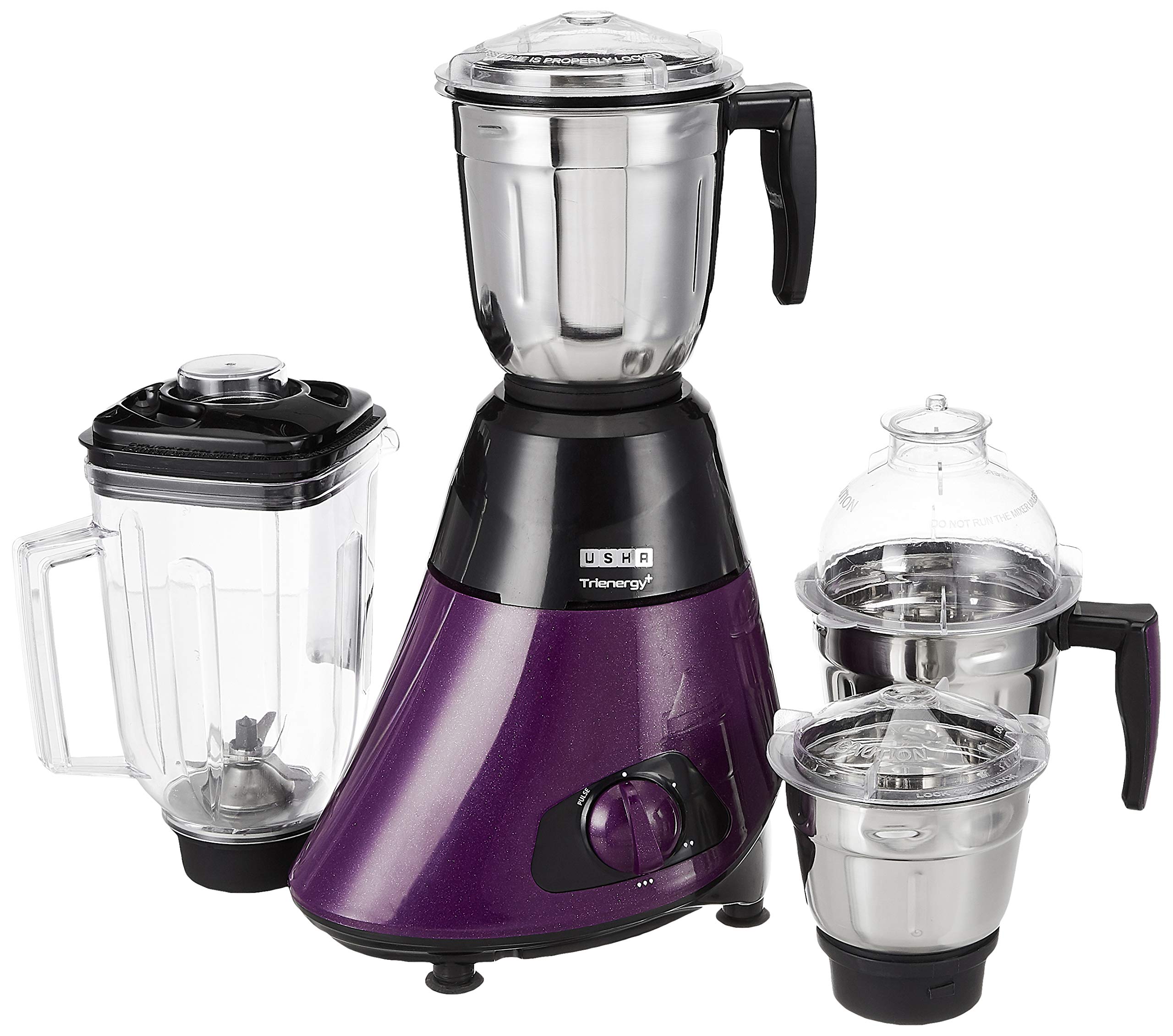 USHA Trienergy+ 800 Watt Powerful 100% Copper Motor 4 Jar Mixer Grinder with Unique Quadriflow Square Blender Jar for Faster Grinding&Smooth Blending||5 Years Warranty On Motor(Magenta,800 Watt) (B08CPLRMCT) Amazon Price History, Amazon Price Tracker