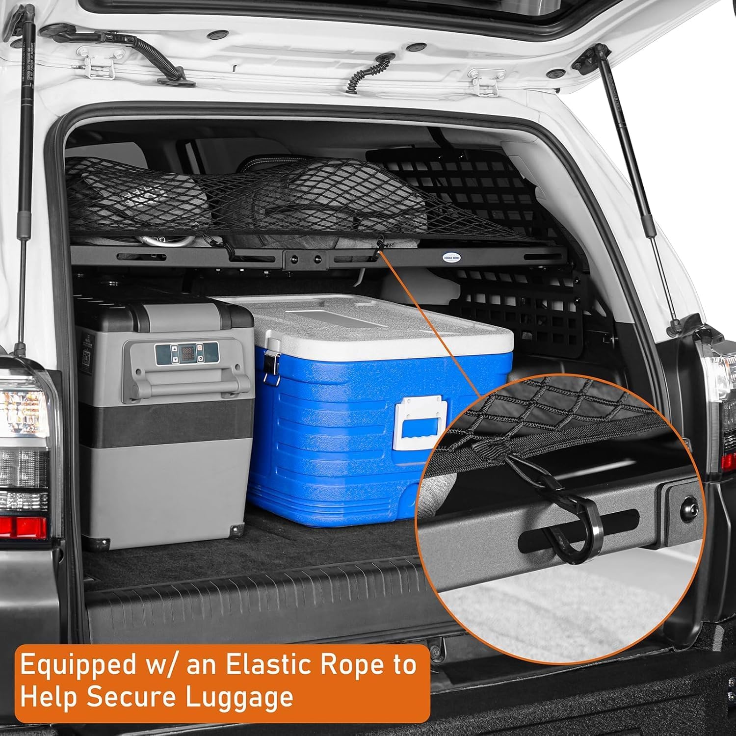 Hooke Road 4Runner Trunk Cargo Rack Shelf + Rear Window Molle Panel Kit for 2010-2024 Toyota 4Runner 5th Gen 5-Seater 7-Seater, Black Interior Storage Organizer Tray
