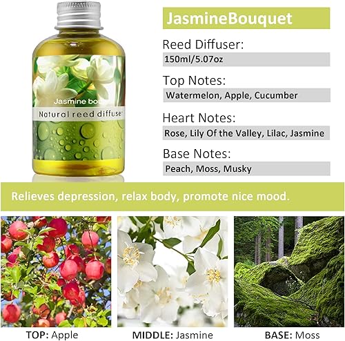 Miniatura 2 de Juego de difusor de junco, fragancia para el hogar y difusor decorativo, juego de aceite de aromaterapia con flores secas, varillas difusoras de