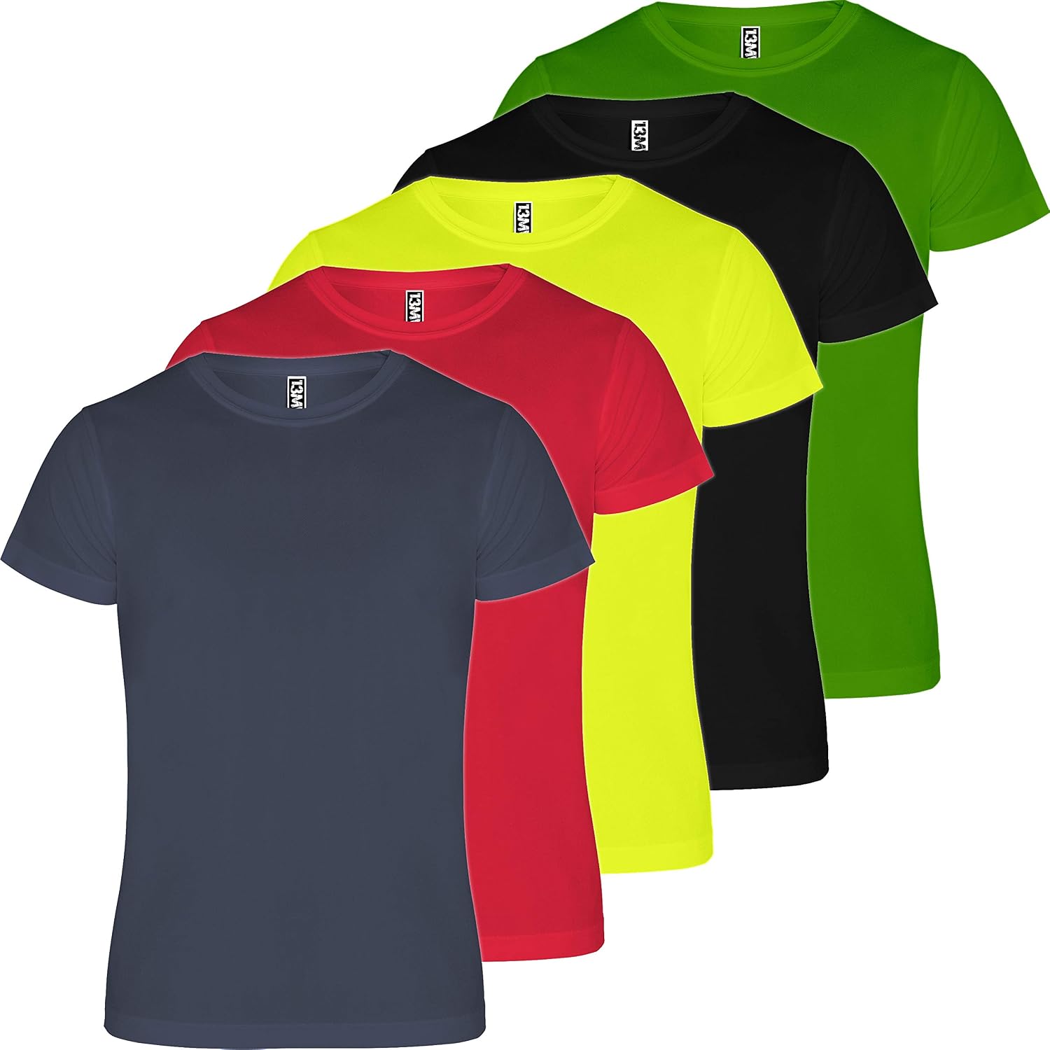 Camiseta técnica Hombre | Pack 5 | Tejido técnico para Deporte | Transpirable | Running, Fitness, Fútbol, Padel